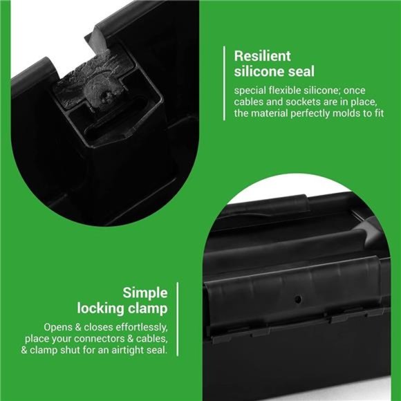 Weatherproof Connection Box – Indoor & Outdoor - Size Small – Black - Picture 6 of 6